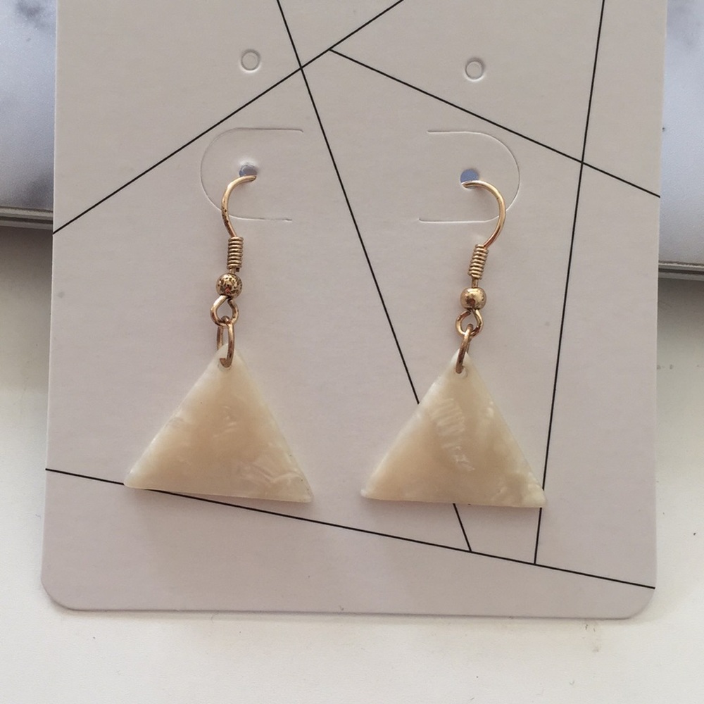 Triangle Healing Stone Drop Earrings - Picture 4 of 4